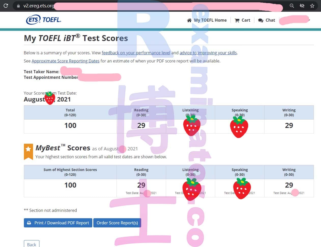 score image for TOEFLでの不正行為 success story #188