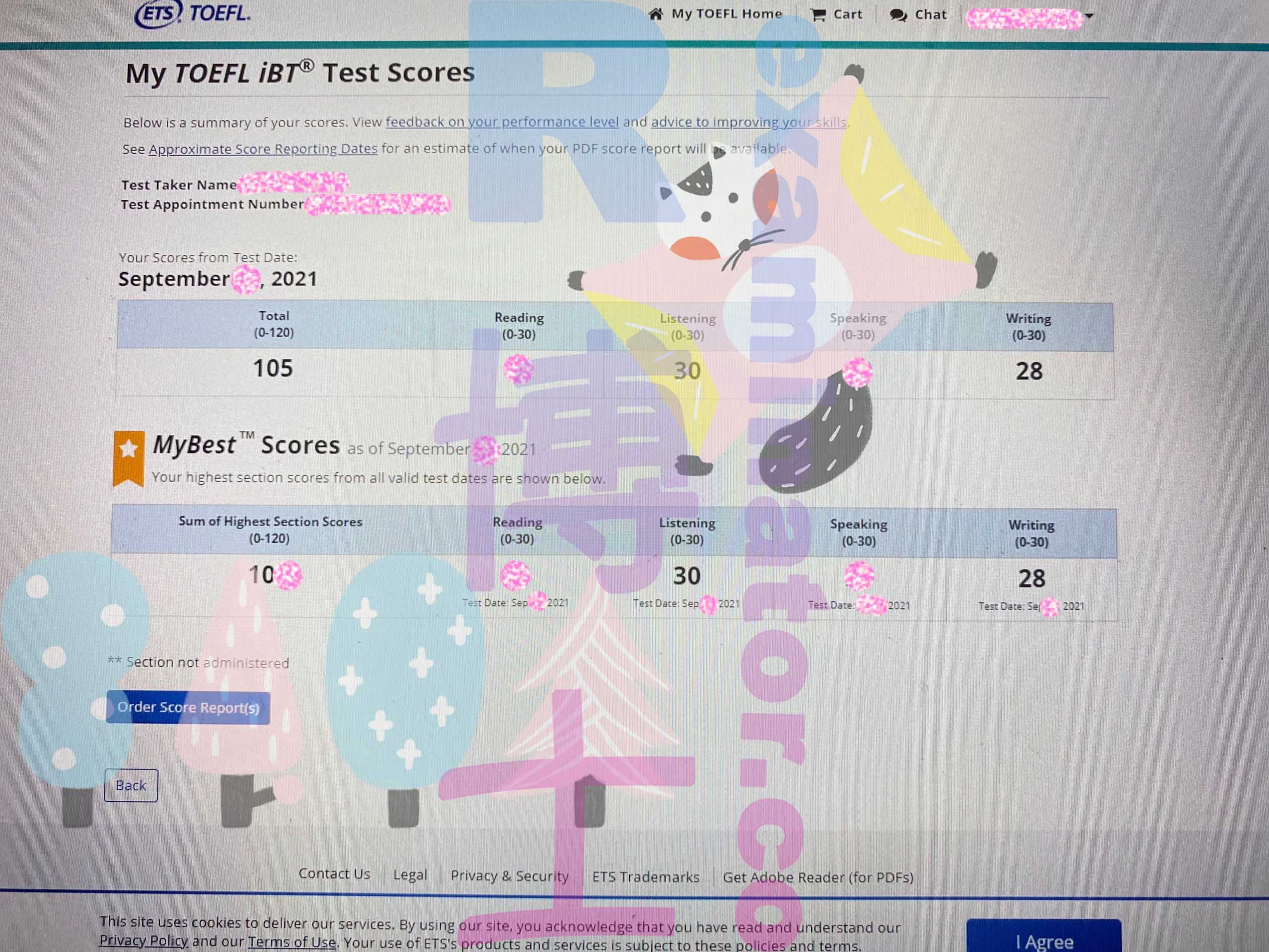 score image for TOEFLでの不正行為 success story #209