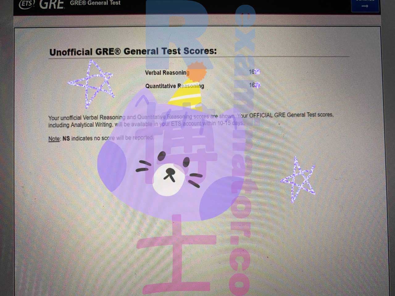 score image for GREでの不正行為 success story #330