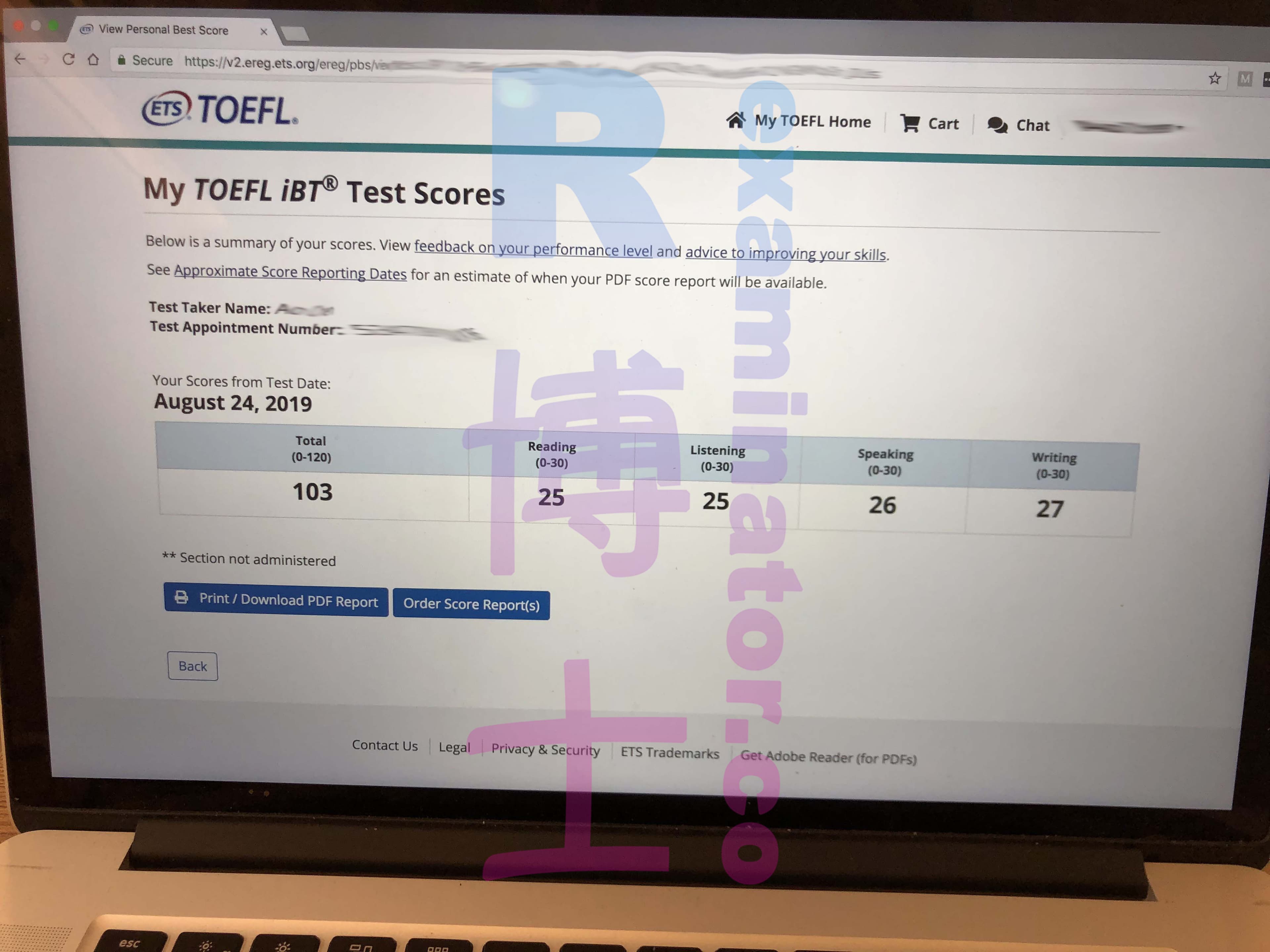 score image for TOEFLでの不正行為 success story #47