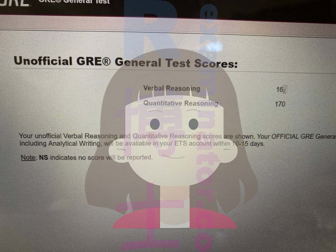 score image for GREでの不正行為 success story #505