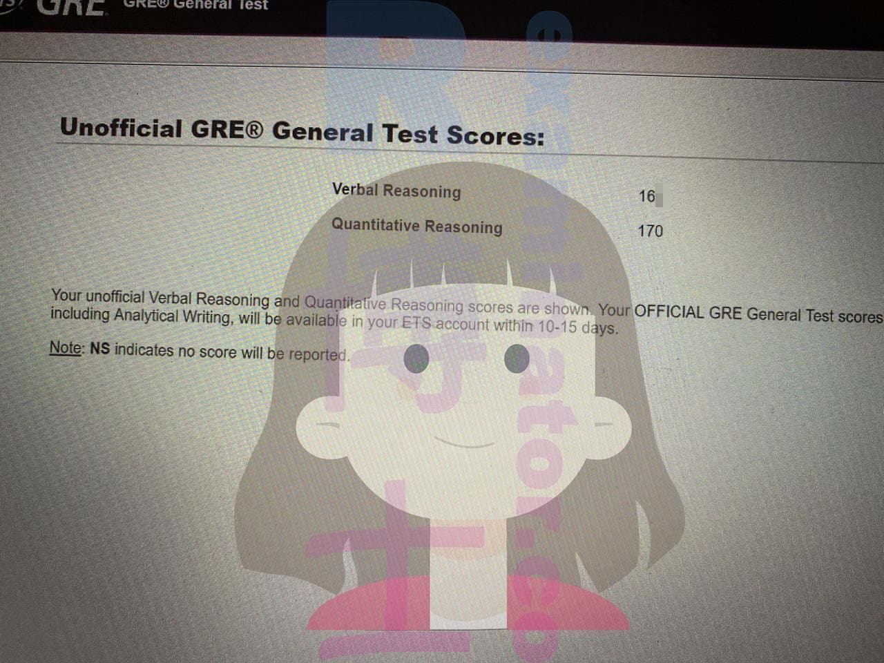 score image for GREでの不正行為 success story #497