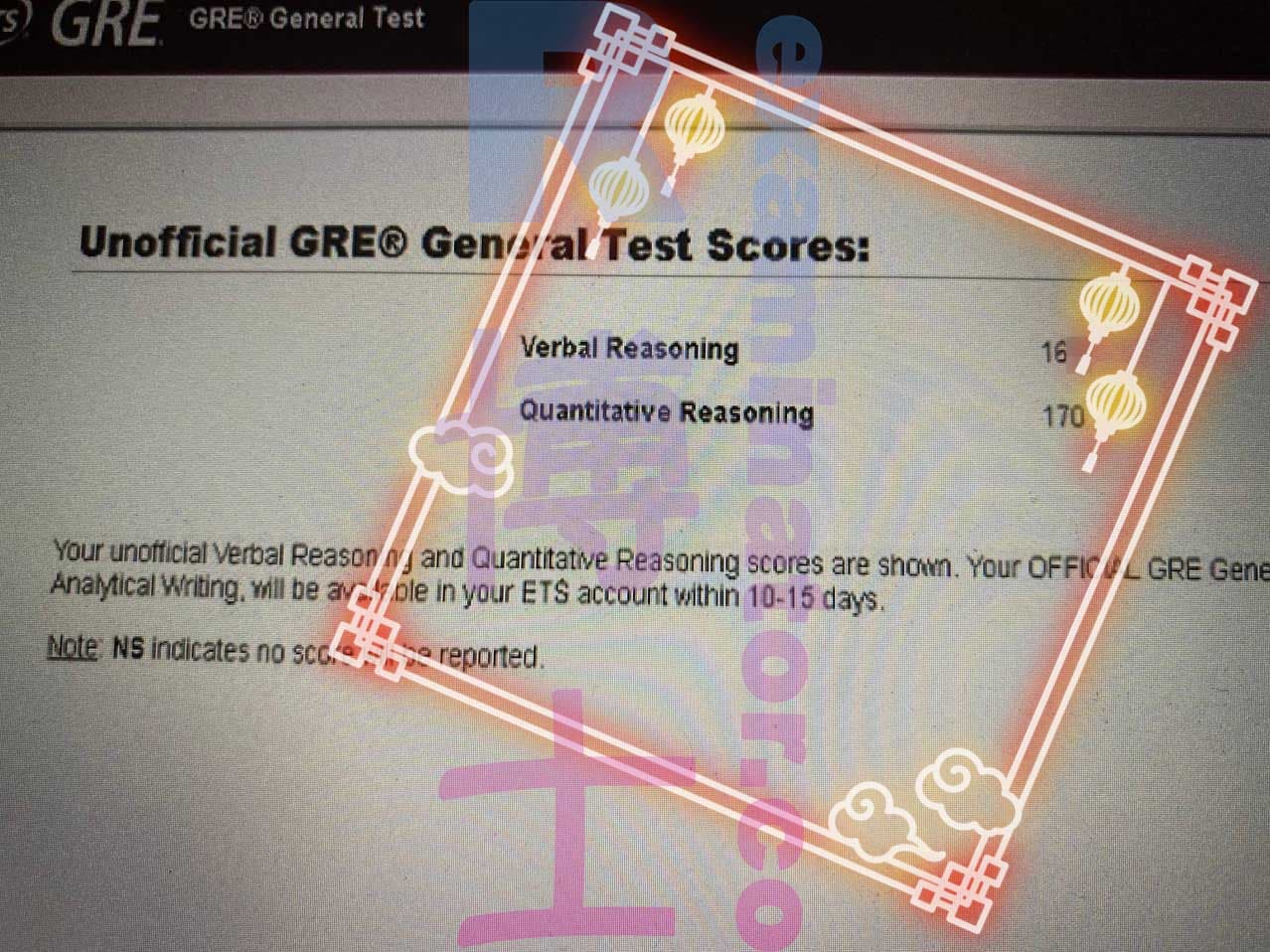 score image for GREでの不正行為 success story #453